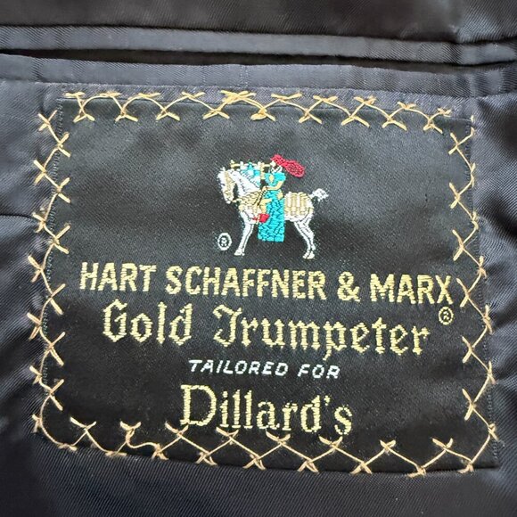 Hart Schaffner Marx Pinstripe Wool 2 Piece Suit Men's 46L Gray Gold Trumpeter - Picture 15 of 16